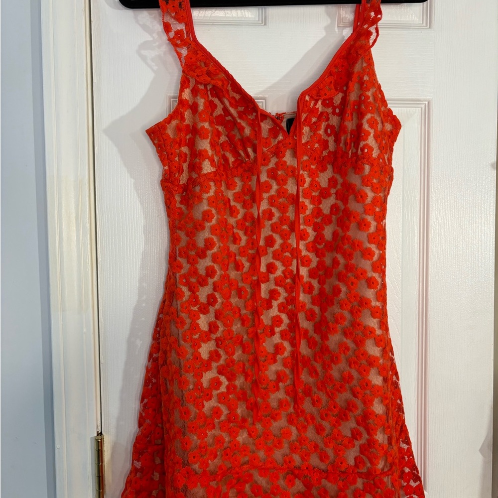 Fab’Rik new with tags dress embroidered ruffle sleeves size Large Misses